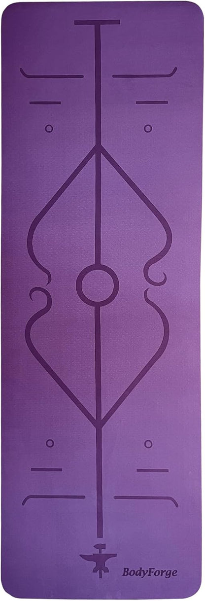 BodyForge Yoga Mat Thick Exercise Mat Thick 8mm TPE Eco-Friendly with Alignment Marks Non-Slip Extra Thick High-Density for Women and Men Workout Pilates