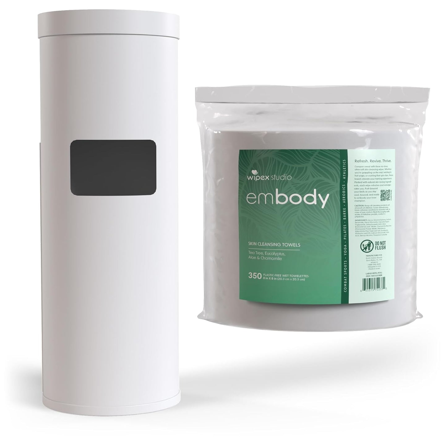 Wipex Embody Body Wipes - Large Plant-Based Cloth with Tea Tree Oil for Quick Clean Up, Ideal for Athletes, Yoga, Gym, Wrestling, Team Sports & Adults, Fitness Equipment Cleaner, 225 Count