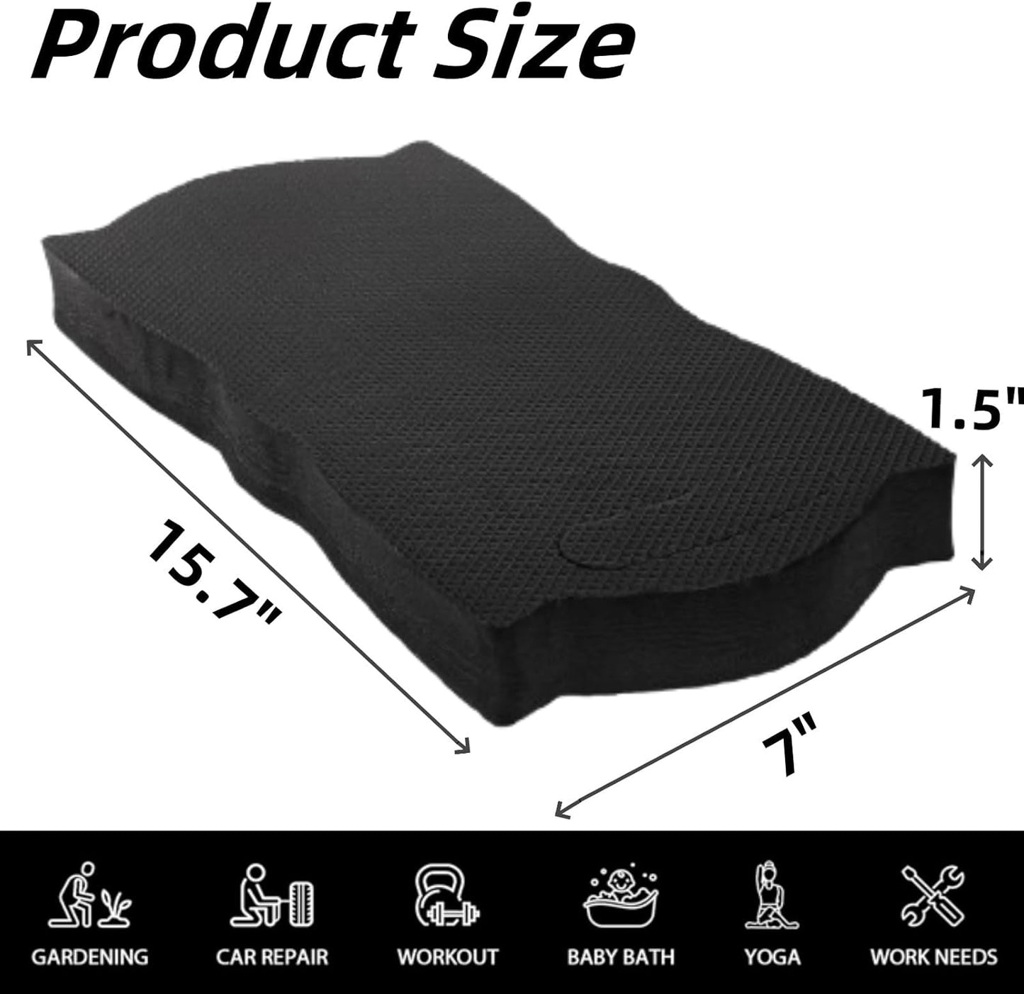 Covzoe 4 Pack Thick Kneeling Pad, 15.7" L x 7" W x 1.5" Th Waterproof Garden Kneel Pads Cushion with Handle, Soft Foam Kneeler Mat for Work, Cleaning, Yoga, Praying, Bath, Exercise, Black
