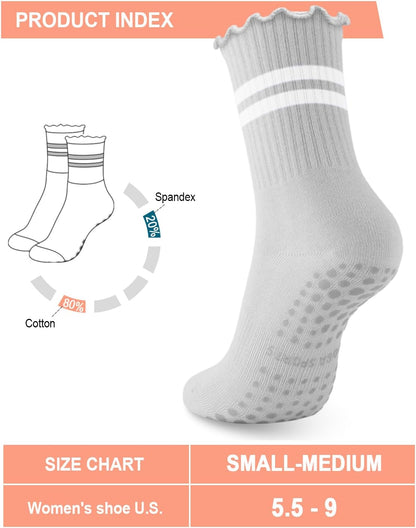 3/6 Pairs Grip Pilates Socks for Women, Non-slip Yoga Athletic Socks for Barre Ballet Barefoot Workout Hospital