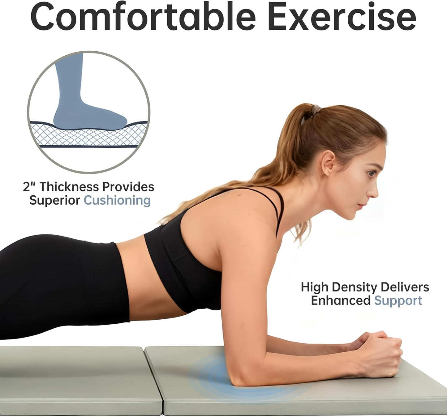 Foldable Yoga Mat, 2 Inches Extra Thick Non-Slip Design Fitness Mats