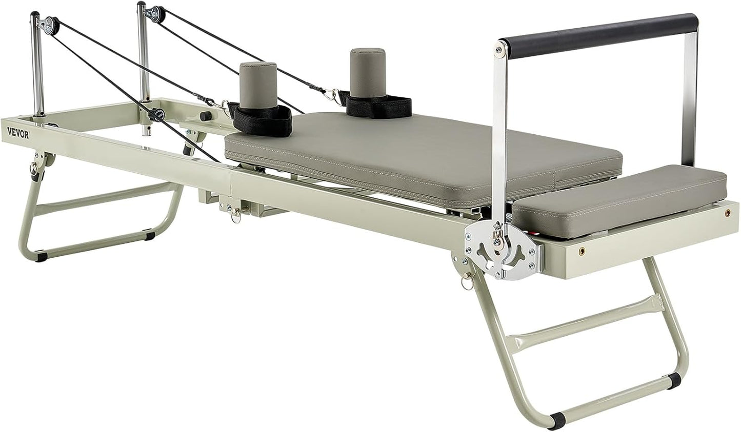 VEVOR Pilates Reformer Foldable, Suitable for Intermediate and Beginners Users, Pilates Equipment for Home Gym Studio Use with 4 Adjustable Resistance Spring, Up to 400 LBS