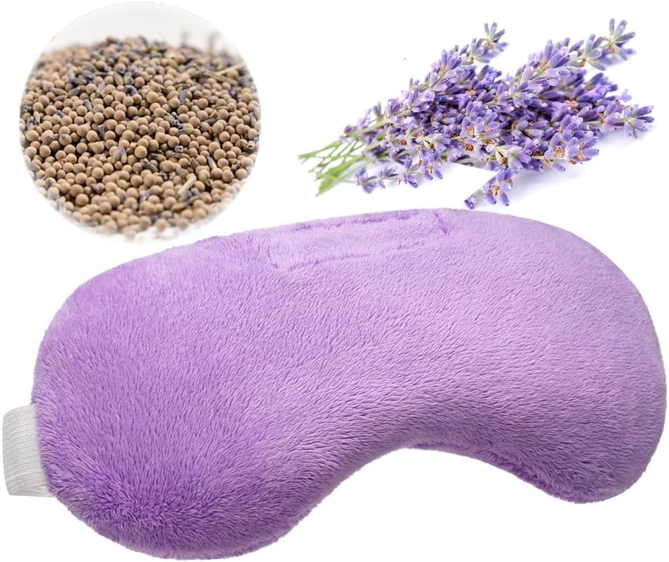 Umisleep Lavender Eye Mask, Aromatherapy Weighted Sleep Mask for Dry Eyes Men Women, Microwave Heated Hot Therapy Eye Cover Moist Compression Pain Relief, Pillow for Puffy Eyes, Sinus Pain, Grey