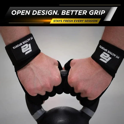 Fit Active Sports New Ventilated Weight Lifting Workout Gloves with Built-in Wrist Wraps for Men and Women - Great for Gym Fitness, Cross Training, Hand Support & Weightlifting.
