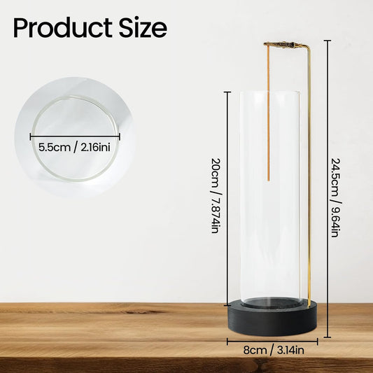 Incense Holder for Sticks, Anti-Ash Flying Incense Burner with 30 Incense Sticks, Detachable Glass Ash Catcher (Wood, Brown)