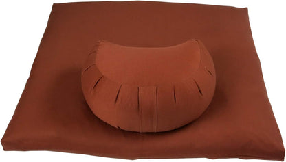 Buckwheat Crescent Zafu and Zabuton Meditation Cushion Set (2pc)