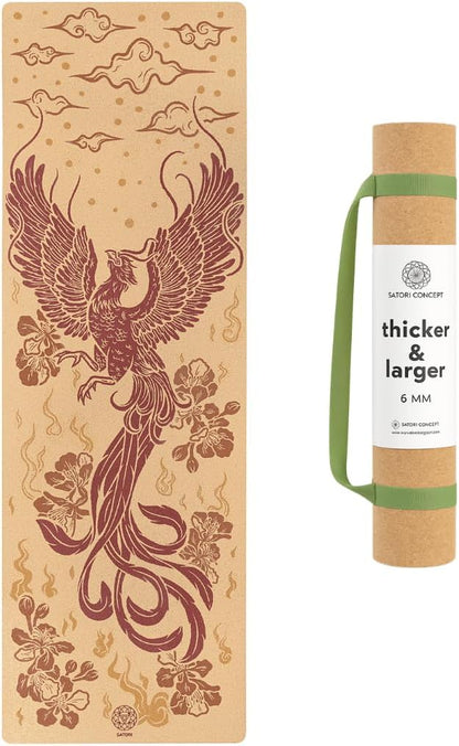 Cork Yoga Mat with Natural Rubber Base, Extra Size, Thickness and Support, Excellent Cushion & Grip, Non-Slip, Non-Toxic, Sweat-Resistant, Sustainable, Eco-friendly Exercise Mat