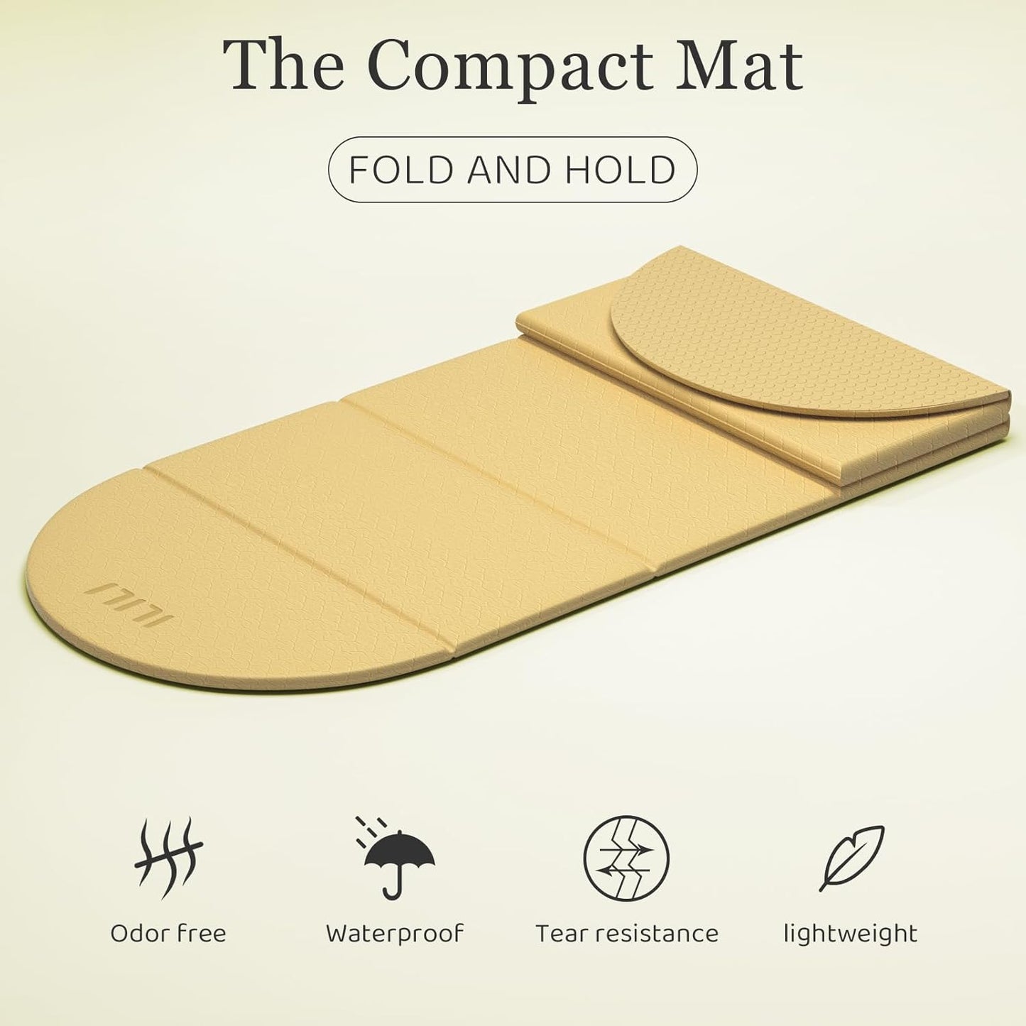 ILILI Foldable Yoga Mat-Semicircular, 10mm Thick, TPE Material, Extra Long 75"L x 26"W, Soft and Comfortable Folding Oval Mat 0.4 Inches, Easy to Carry and Store, 190*66cm Portable Multi-Functional Use for Yoga, Home Exercise & Outdoor