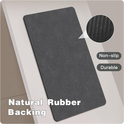 TYUU Bath Mat, Bathroom Rugs Non Slip Washable Thin Absorbent Quick Dry Bath Mat Fits Under Door Bathroom Floor Mat Perfect for Bath, Shower, or Sink 24"x36" Dark Grey