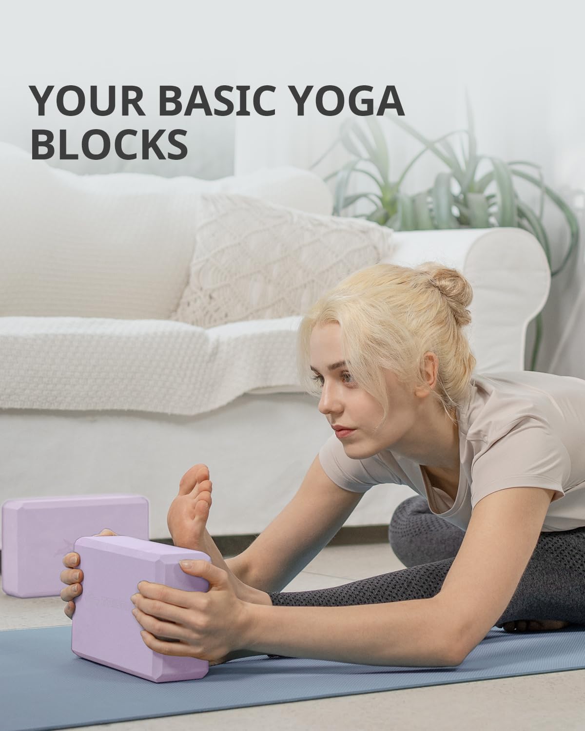 Trideer Yoga Blocks 2 Pack, Soft Non-Slip Foam Blocks with Beveled Edges for Alignment and Stretching in Yoga, Pilates, and Dance - Supportive, Lightweight, Odor Resistant, Latex-Free
