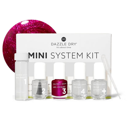 Dazzle Dry Mini Kit 4 Step System - Yoga Mama - A light chalky bubblegum pink. Full coverage cream. (5 Piece Kit / 5 Manicures)
