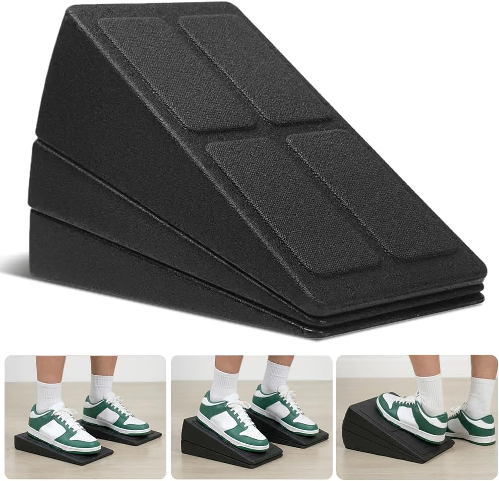 Squat Wedge Block Set of 3 - High-Density EPP Slant Board with 8.5° & 17° Stackable Angles - Deep-Groove Anti-Slip Surface for Calf Stretching, Physical Therapy & Ankle Mobility