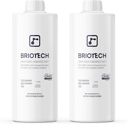 BRIOTECH Sanitizer Disinfectant Hypochlorous Spray, Kill 99.99% of Viruses & Bacteria, Control Mold, Eliminate Odor, Gentle for Nursery & Play Rooms, Food Contact Surface Sanitizer, 32 fl oz