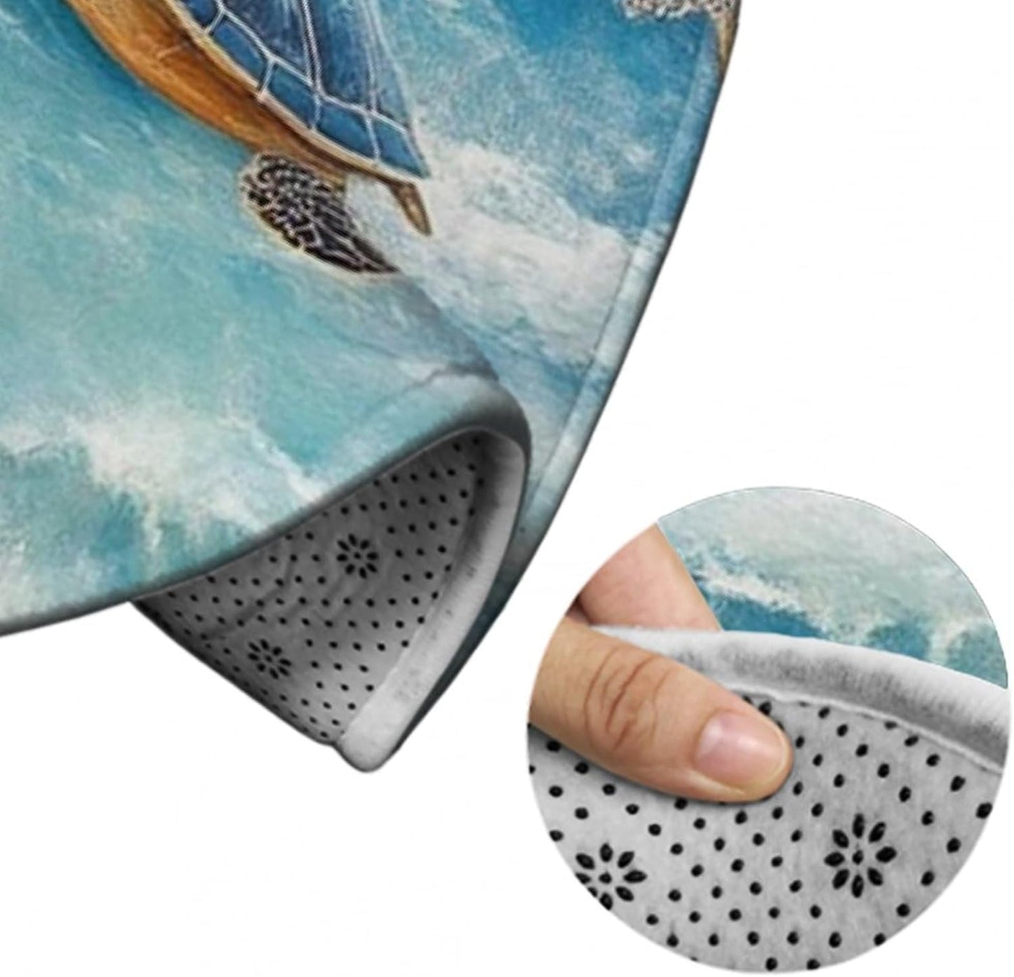 Room Sofa Yoga Soft Round Carpet, Home Decor Non Slip Kitchen Office Circle Rug, Machine Washable Modern Round Area Rug Beach Turtles, 60inch