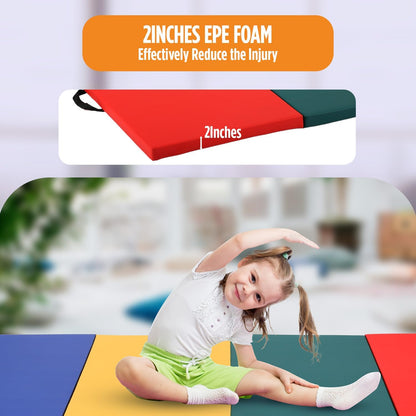 Gymnastics Mats Foldable Tumbling Mats Portable Gymnastics Exercise Mat Thick Gymnastics Tumbling Mats Pad Home Exercise Panel Mat With Carrying Handles