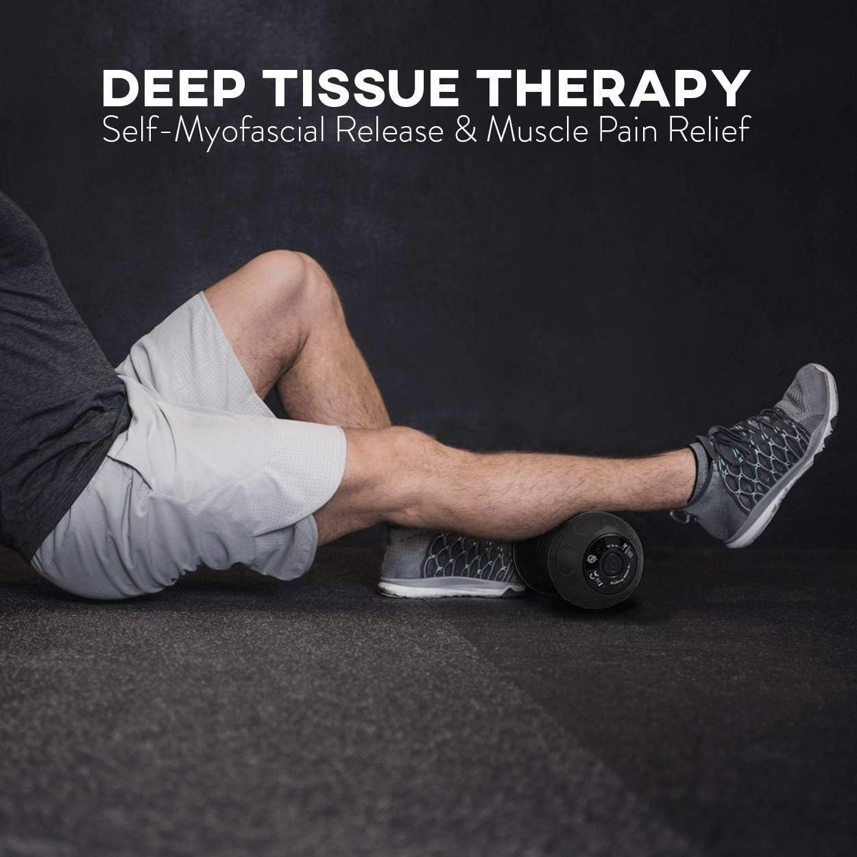 Rolling With It Vibrating Peanut Massage Ball - Deep Tissue Trigger Point Therapy, Myofascial Release - Handheld, Cordless - 4 Intensity Levels - Dual Lacrosse Ball Vibration Massager (Blue)