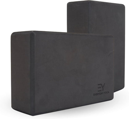 Everyday Yoga Foam Block and Yoga Strap Set, Soft Non-Slip Surface for Stability, Balance, and Deepen Stretches - Ideal for Yoga, Pilates, and Meditation Accessories