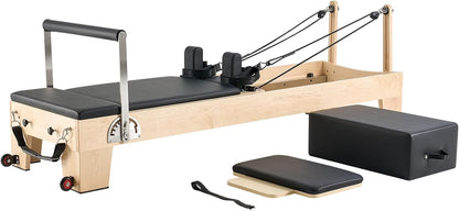 VEVOR Pilates Reformer, Reformer Pilates Machine with Cadillac Trapeze Table or Tower & Mat, Pilates Equipment for Home Workout and Studio, Includes Jump Board，Sitting Box