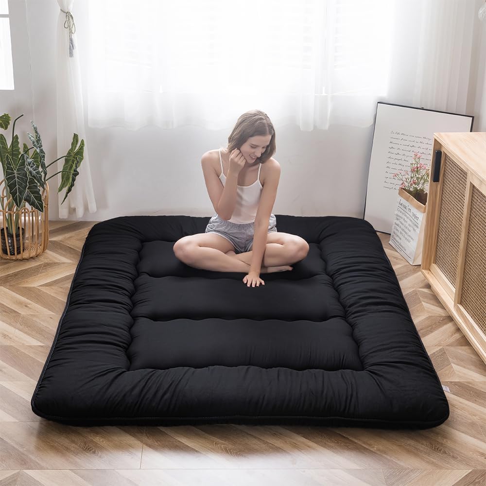 MAXYOYO Bohemian Retro Mattress Boho Floral Japanese Futon Mattress Tatami Floor Mat Foldable Portable Camping, Sleeping Pad, Lounger Couch Bed Full Size