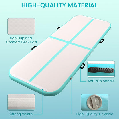 Inflatable Gymnastics Air Mat 6.6ft/10ft – Shock-Absorbing Tumble Track for Safe Home, Gym & Outdoor Training with Electric Pump