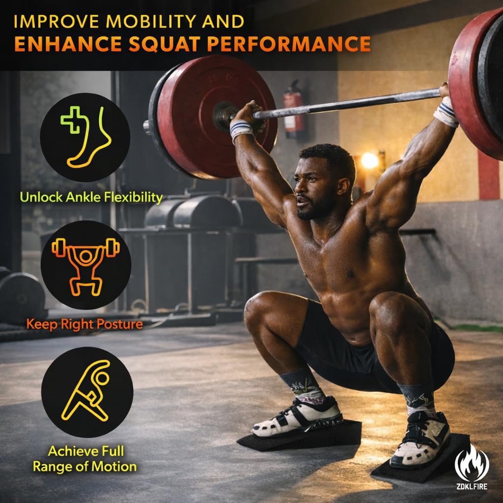 ZKDLFIRE Squat Wedge Block – 2 Pcs, Non-Slip Squat Wedges Weightlifting – Heel Elevated Squat Wedge, Heel Wedge for Squats, Slant Board for Squats to Improve Mobility, Balance, Strength & Squat Depth, Includes Anti-Slip Pads & Carrying Bag