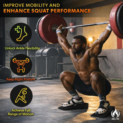 ZKDLFIRE Squat Wedge Block – 2 Pcs, Non-Slip Squat Wedges Weightlifting – Heel Elevated Squat Wedge, Heel Wedge for Squats, Slant Board for Squats to Improve Mobility, Balance, Strength & Squat Depth, Includes Anti-Slip Pads & Carrying Bag