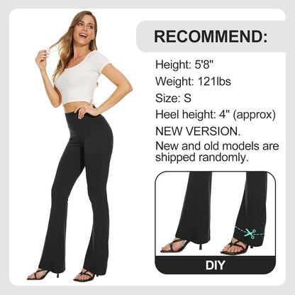 TNNZEET Black Flare Leggings for Women, Crossover Yoga Pants with Pockets Bootcut Flared Leggings
