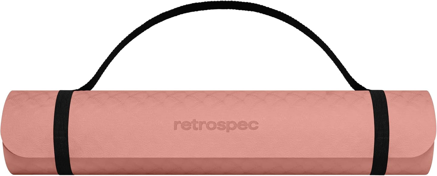 Retrospec Zuma Yoga Mat 6mm Thick Non-Slip TPE Exercise Mat | Cushioned Workout Mat for Yoga Pilates and Home Stretching | 72 x 24 with Carrying Strap
