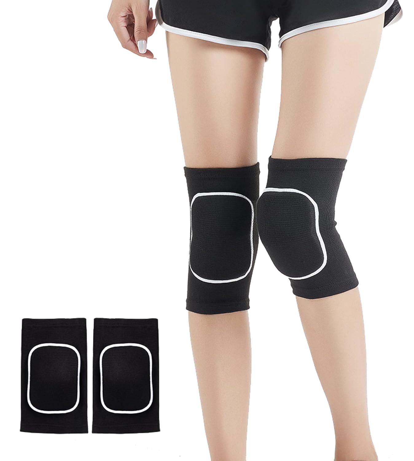 SUJAYU Dance, Wrestling, Basketball, Volleyball Knee Pads for Women, Knee Protector Soft Knee Pads for Work (Black, L)