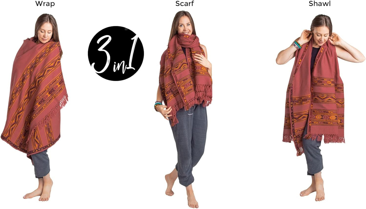 Meditation Shawl or Blanket, Exotic Shawl/Wrap, Oversize Scarf or Stole. Unisex