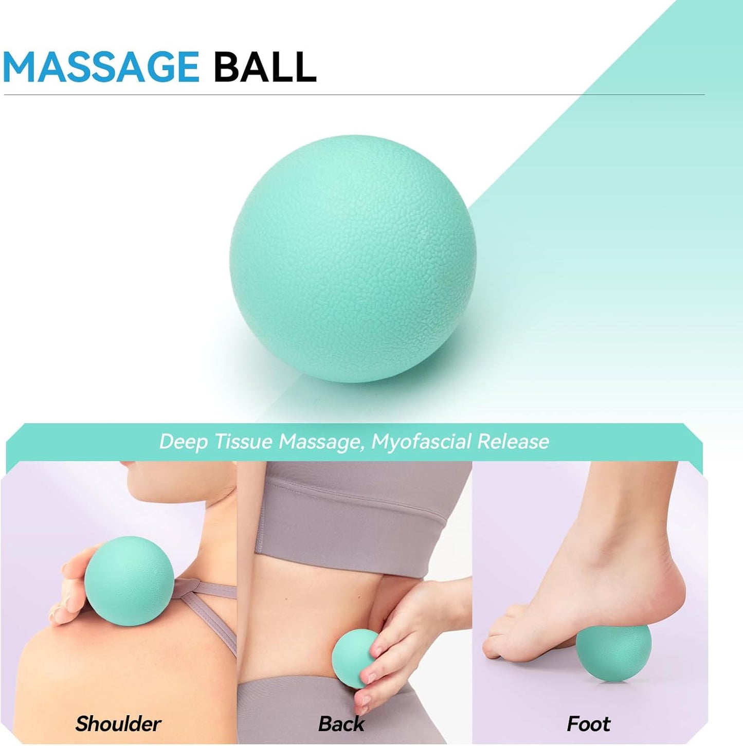 5 in 1 Foam Roller Set, High Density Fitness Exercise Foam Roller for Deep Tissue Muscle Massage, Massage Roller, Massage Ball, Resistance Band, for Whole Body(Tiffany Green)
