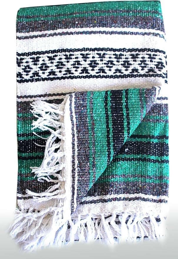 Del Mex Classic Mexican Blanket, Large Authentic Woven Falsa Throw (70"x50"), Artisan Southwest Décor for Beach, Yoga, Outdoors (Lavender)