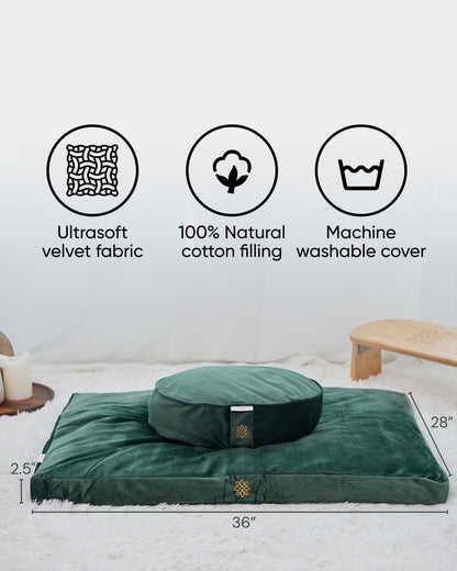 Mindful & Modern Zabuton Meditation Mat - Cotton Filled Yoga and Meditation Pad - Zabuton Meditation Cushion for Kneeling and Sitting Support - Large Rectangular Sitting Floor Pillow for Bench or Zafu