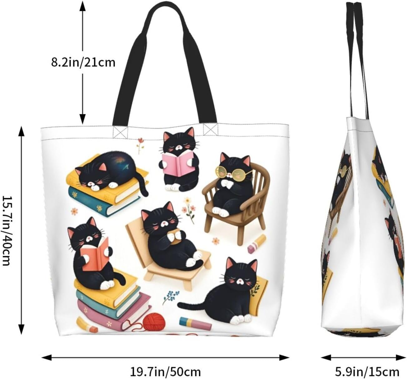 Tote Shoulder Bag Large Durable Reusable Eco-friendly Handbag Lightweight Stylish for Daily Use-19.7x15.7x5.9 Inch - Colors B