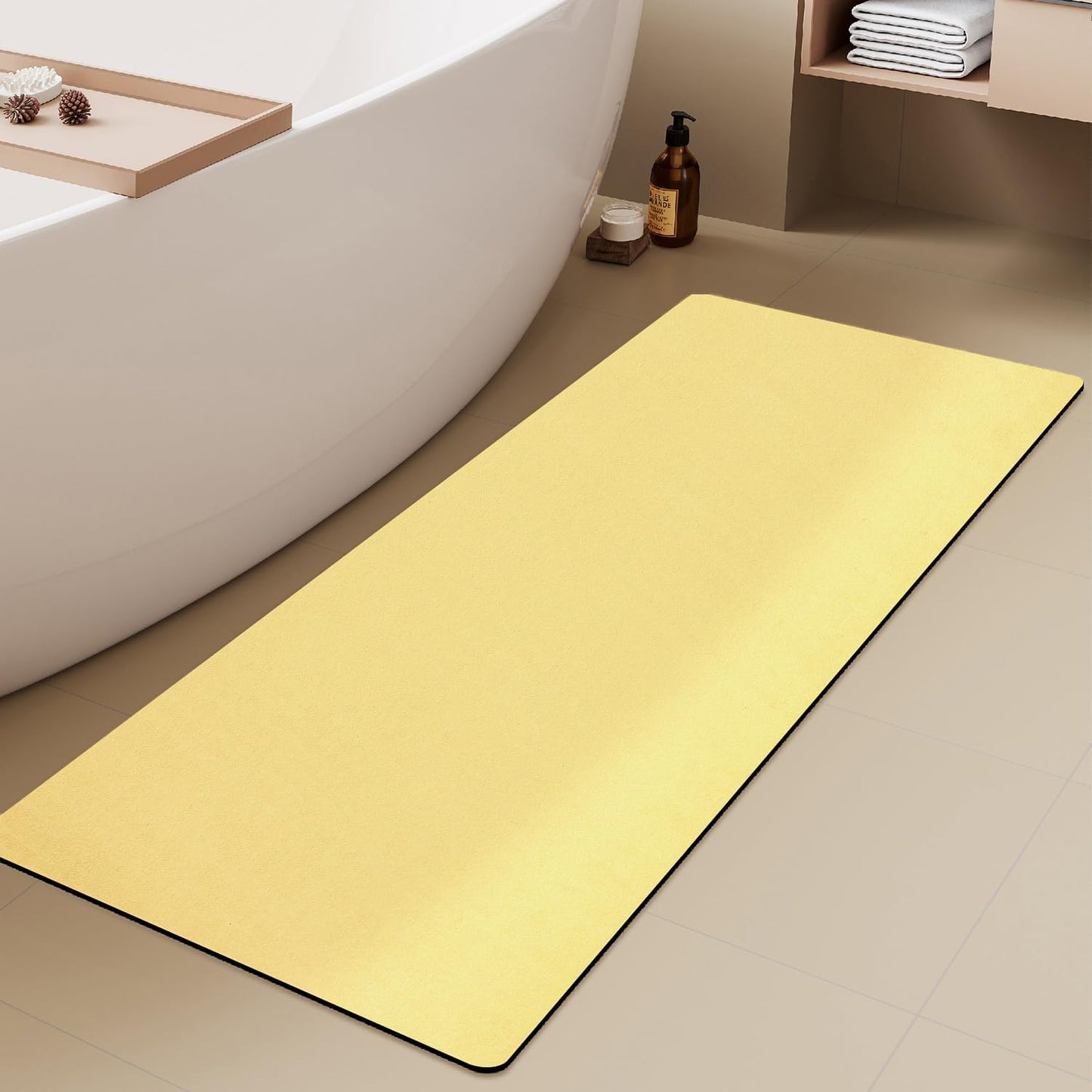 TYUU Bath Mat, Bathroom Rugs Non Slip Washable Thin Absorbent Quick Dry Bath Mat Fits Under Door Bathroom Floor Mat Perfect for Bath, Shower, or Sink 24"x36" Dark Grey