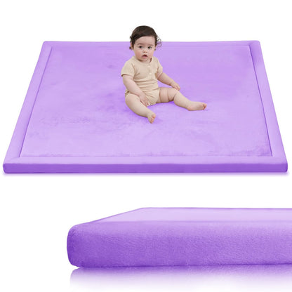 Baby Play Mat for Floor,1.3" Thick Memory Foam Tummy Time Mat,Soft Coral Velvet Nursery Rug,Large Non Slip for Crawling,Toddlers,Infants,Kids,Yoga & Tatami Style for Living Room(Dark Gray)