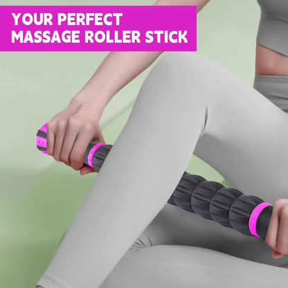 Massage Roller Stick,Muscle Roller Stick for Athletes, Liposuction Massage Roller for Lymphatic Drainage, for Relief Muscle Soreness, Trigger Points, Help Runner Legs, Back Recovery (Red & Black)