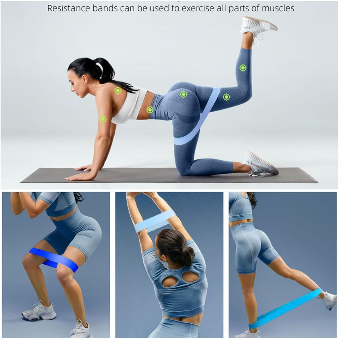 Resistance Bands for Working Out, Elastic Exercice Loop Bands for Physical Therapy, Yoga Starter Set of Stretch Bands for Booty Legs, Pilates Flexbands