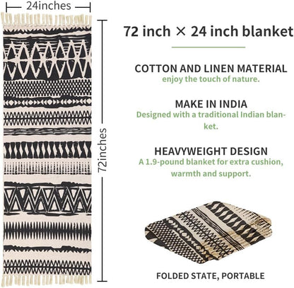 nuveti Cotton Yoga Mat - Absorbent, Grippy Tight Weave, Ashtanga & Hot Yoga Rug, Helps with Slippery Hands & Feet