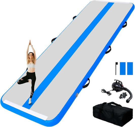 Tuxedo Sailor Inflatable Gymnastics Tumbling Mat Tumble Track Thickness Floor Mat With Electric Air Pump for Gymnastics/Training/Home/Cheerleading/Water/Gym/Yoga