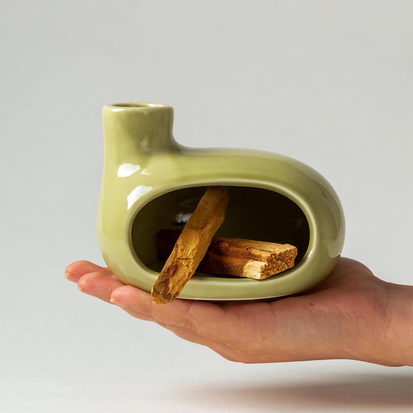 MOUGIGI Terracotta Palo Santo Holder - Modern Chiminea Incense Burner for Yoga, Meditation, and Energy Cleansing - Wood Sticks Dish, Sage Ash Catcher, Smudge Bowl, Cone Burner - Unique Meditation Gift