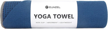 Eunzel Yoga Towel,Hot Yoga Mat Towel with Grip Dots Sweat Absorbent Non-Slip for Hot Yoga, Pilates and Workout 24" x72", Purple & Blue