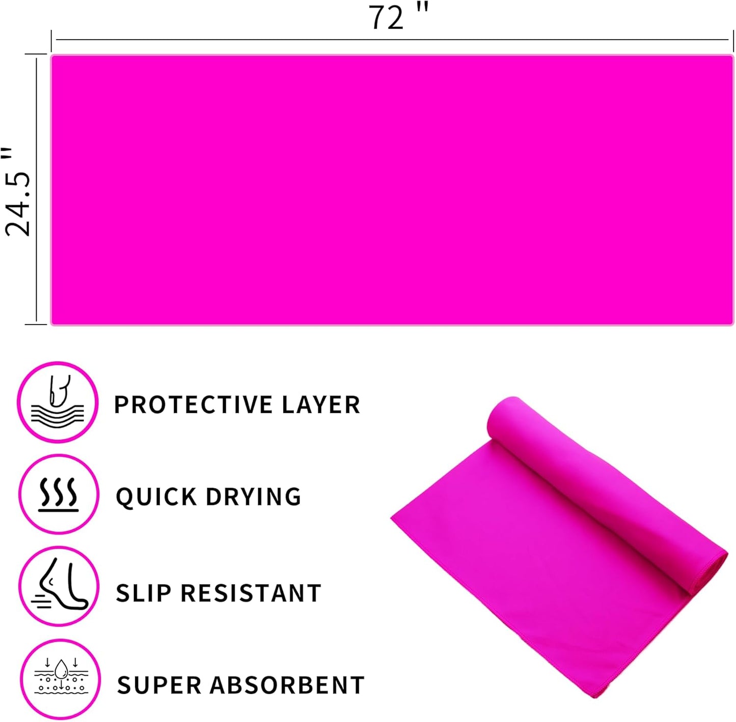 MIAOMIAO Non-Slip Hot Yoga Towel Set,Super Absorbent Microfiber in, 24.5" x 72" - Anti-Slip, Injury Free Design for Pilates, Yoga Mats, Exercise, and Fitness Gear