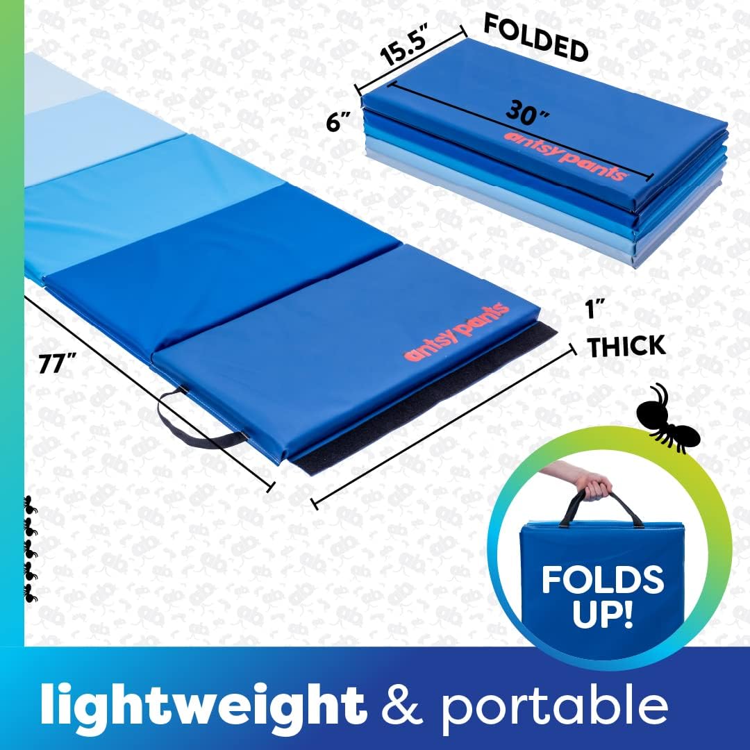 Antsy Pants Tumbling Mat for Kids – Gymnastics Mat, Easy to Clean, Sturdy, Foldable Tumbling Mats, Padded, Lightweight, Portable, Gymnastics Equipment for Active Play