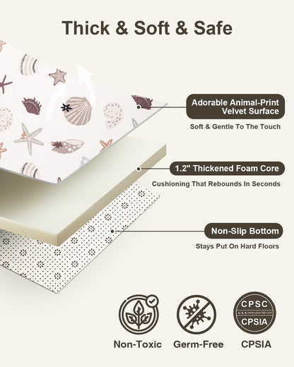 Large Thick Baby Play Mat for Floor,Padded Foam 59x79 Playpen Mat,Soft Support&Plush Feel Nursery Kids Rug,Non Slip for Toddler,Infants,Kids Playroom,Yoga,Baby Crawling,Tummy Time (Light Grey)