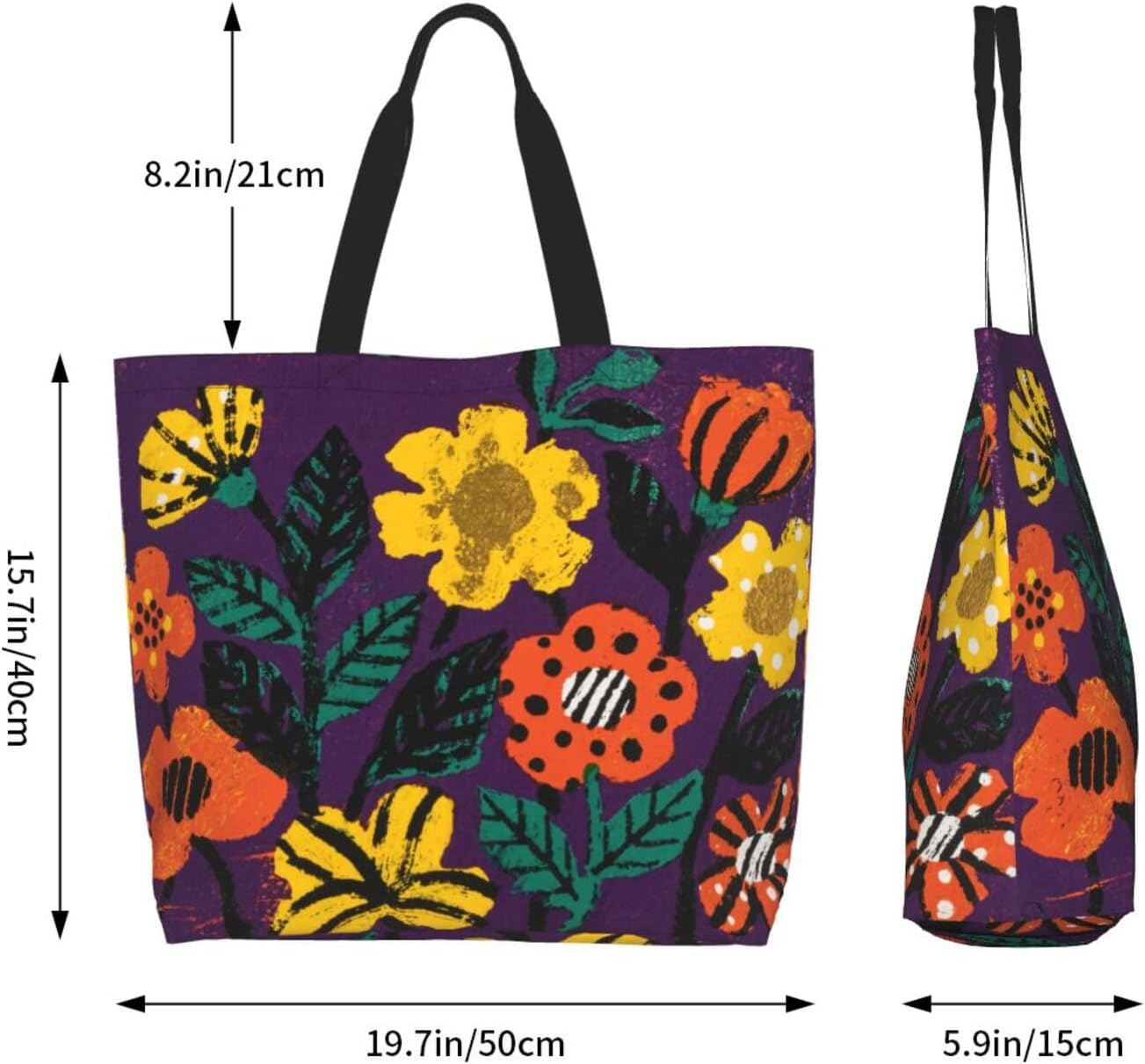 Tote Shoulder Bag Large Durable Reusable Eco-friendly Handbag Lightweight Stylish for Daily Use-19.7x15.7x5.9 Inch - Colors B