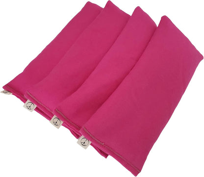 Pack of (4) Unscented Organic Flax Seed Eye Pillows 8.5 x 4 Soft Cotton Flannel - Soothing & Relaxing - Yoga Massage Sleep Meditation
