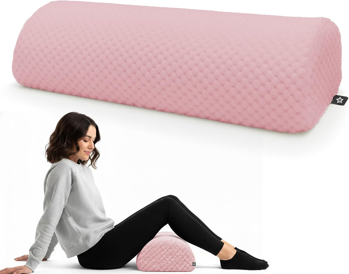 SPRING SEAON Half Moon Bolster Knee Pillow for Back Sleeping Memory Foam Leg Pillow for Ankle and Foot Comfort Under Knee Pillow for Side Sleepers Machine Washable Cover(17" x 7.5" x 4.3")