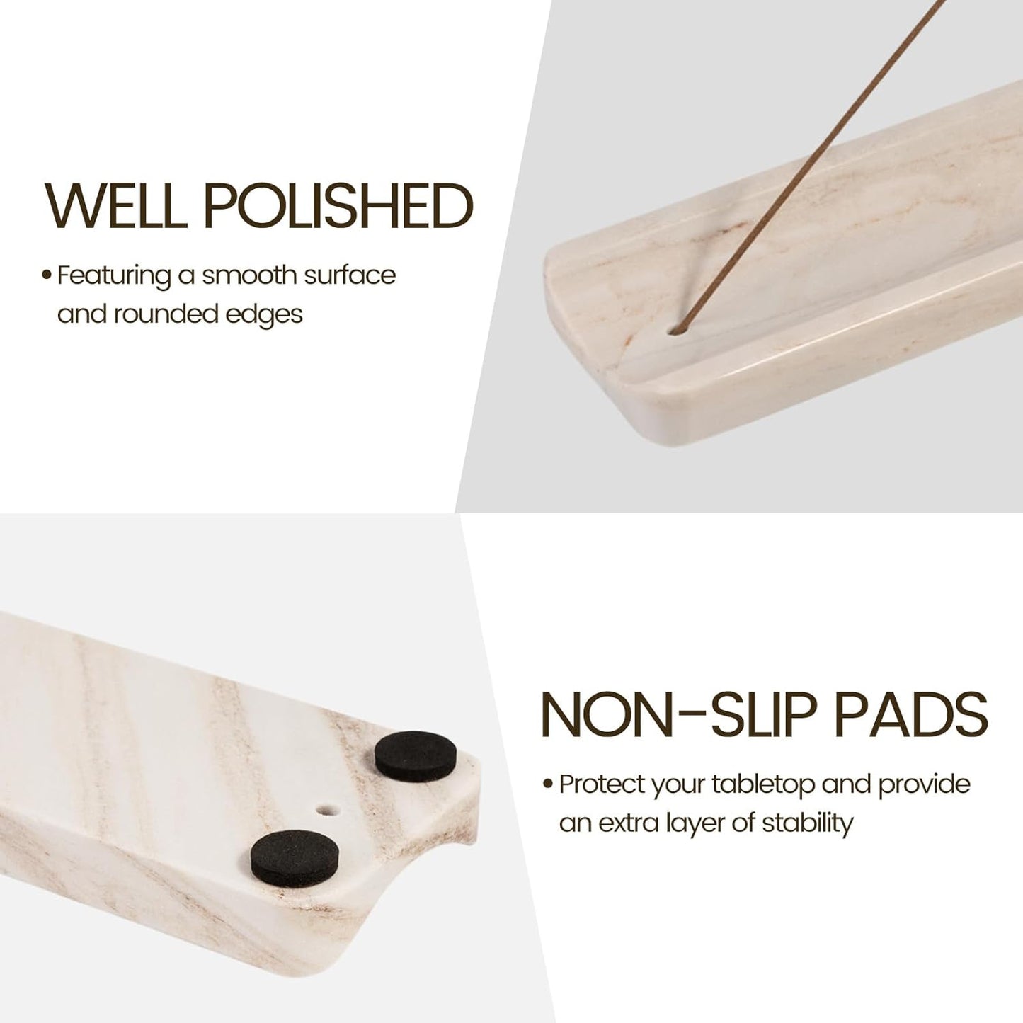 Koville Marble Incense Holder, Incense Holder for Sticks, Incense Sticks Holder Ash Catcher for Meditation Yoga SPA, Natural Stone Incense Burner, Home Table Decor (Green)