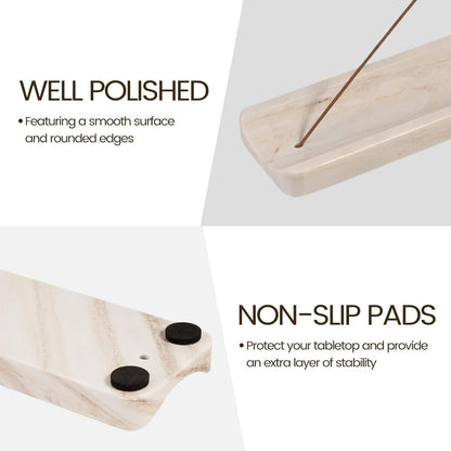 Koville Marble Incense Holder, Incense Holder for Sticks, Incense Sticks Holder Ash Catcher for Meditation Yoga SPA, Natural Stone Incense Burner, Home Table Decor (Green)